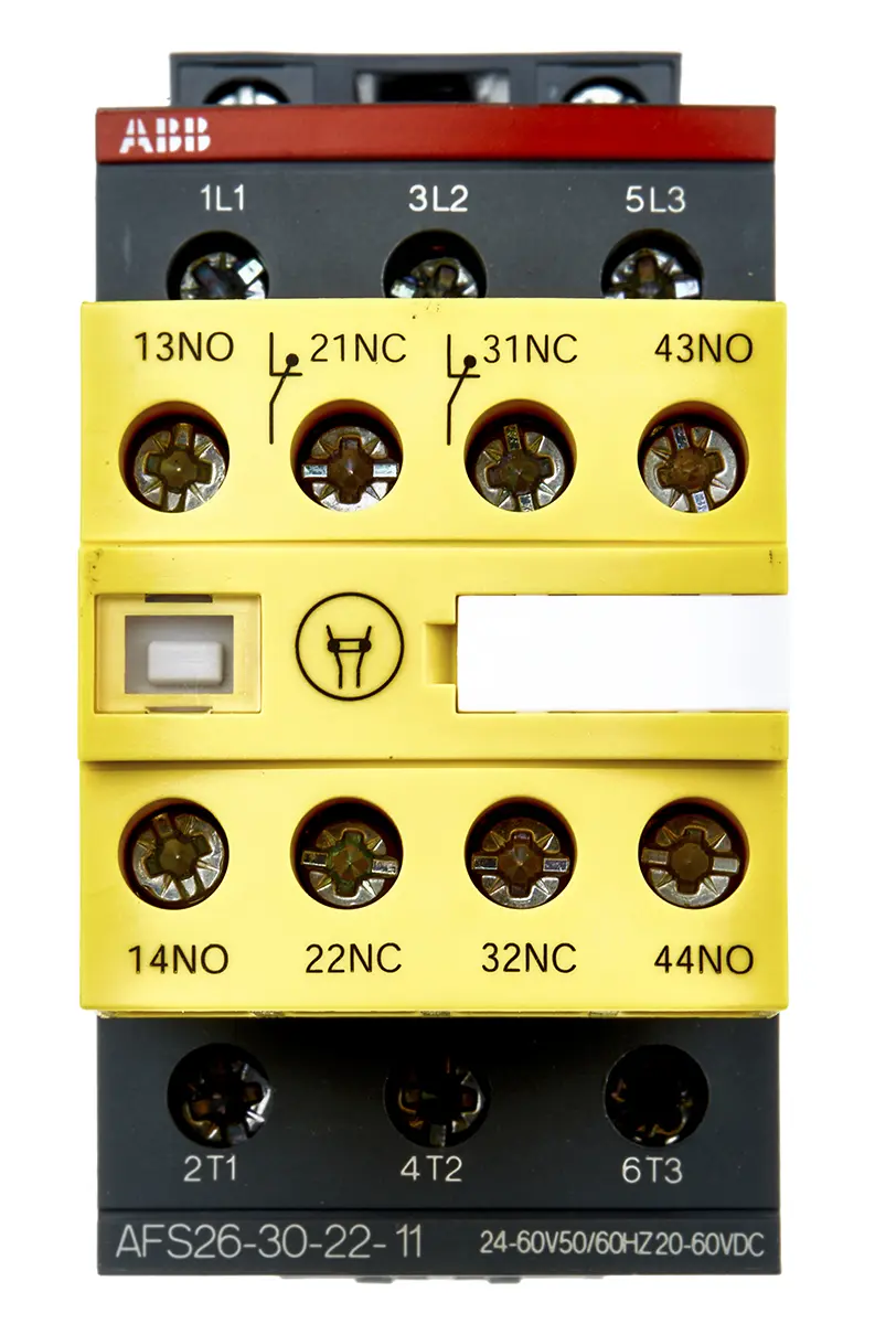 Produktfoto 1 von ABB Jokab AFS Schütz 24/60 V ac-Spule, 3-polig, 600V ac / 45 A 24 V 9 kW 3 Schließer Sicherheit 4-Hilfskontakte