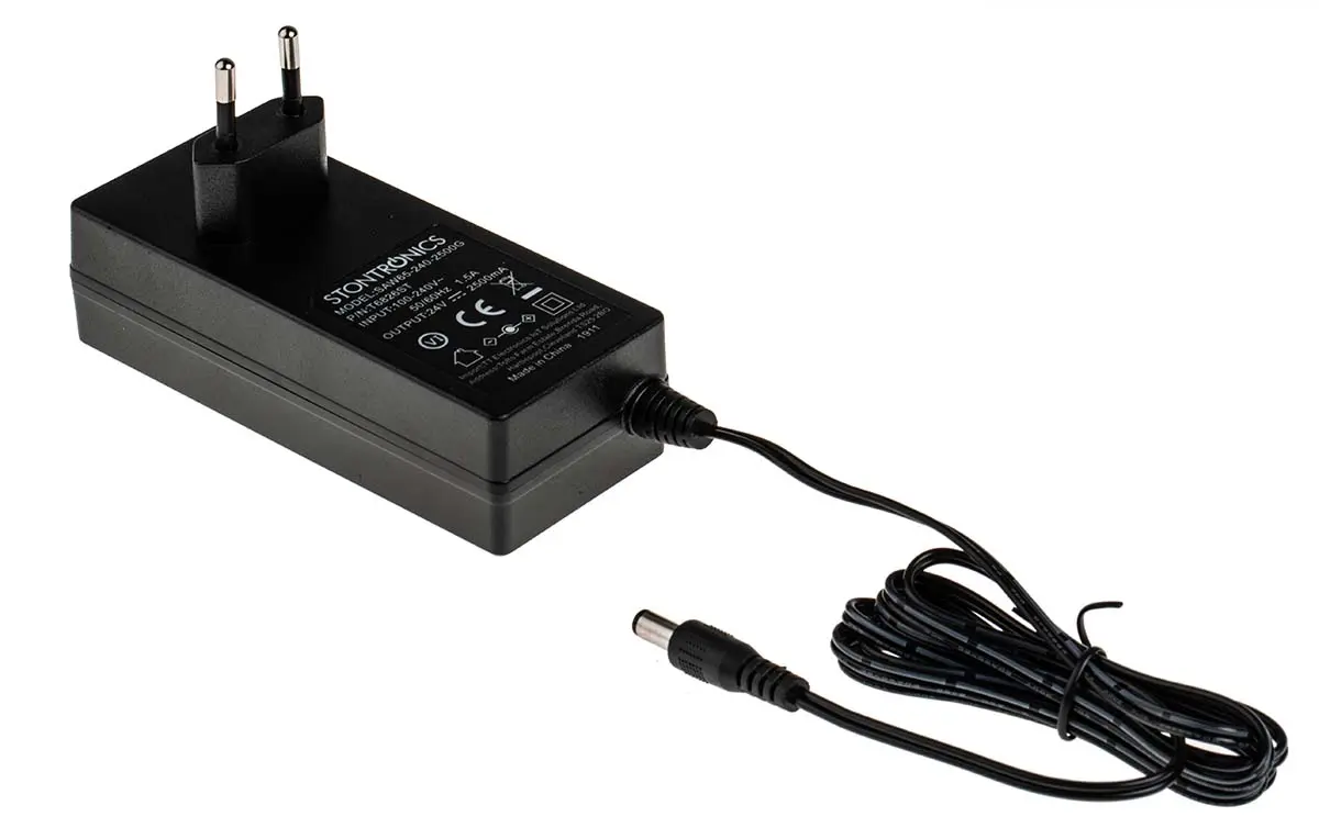 Produktfoto 1 von RS PRO Steckernetzteil AC/DC-Adapter 60W, 100V ac, 24V dc / 2.5A, EU-Netzstecker