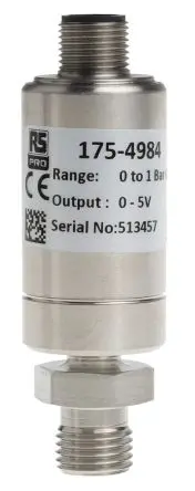 Produktfoto 1 von RS PRO IPS Relativ Drucksensor 0 bar, 0,5 V oder 4 bis 20 mA 1 bar, für Edelstahl, Keramik