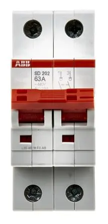 Produktfoto 1 von ABB SD202 Trennschalter 2-polig DIN-Hutschiene 63A Grau IP20, IP40 2-phasig