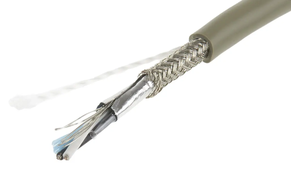 Produktfoto 1 von Alpha Wire ProTekt Datenkabel, 1-paarig 0,23 mm² Ø 4.65mm Folie und Geflecht Schirmung PVC isoliert Twisted Pair Grau