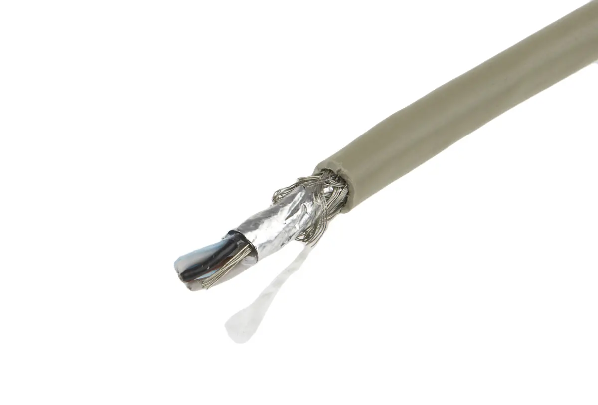 Produktfoto 1 von Alpha Wire ProTekt Datenkabel, 2-paarig 0,23 mm² Ø 6.07mm Folie und Geflecht Schirmung PVC isoliert Twisted Pair Grau