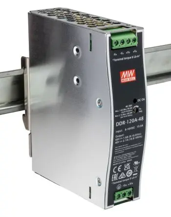Produktfoto 1 von MEAN WELL DDR-120 DC/DC Konverter, 48V dc OUT 10 A DIN-Hutschiene 18V dc -40 °C 70 °C