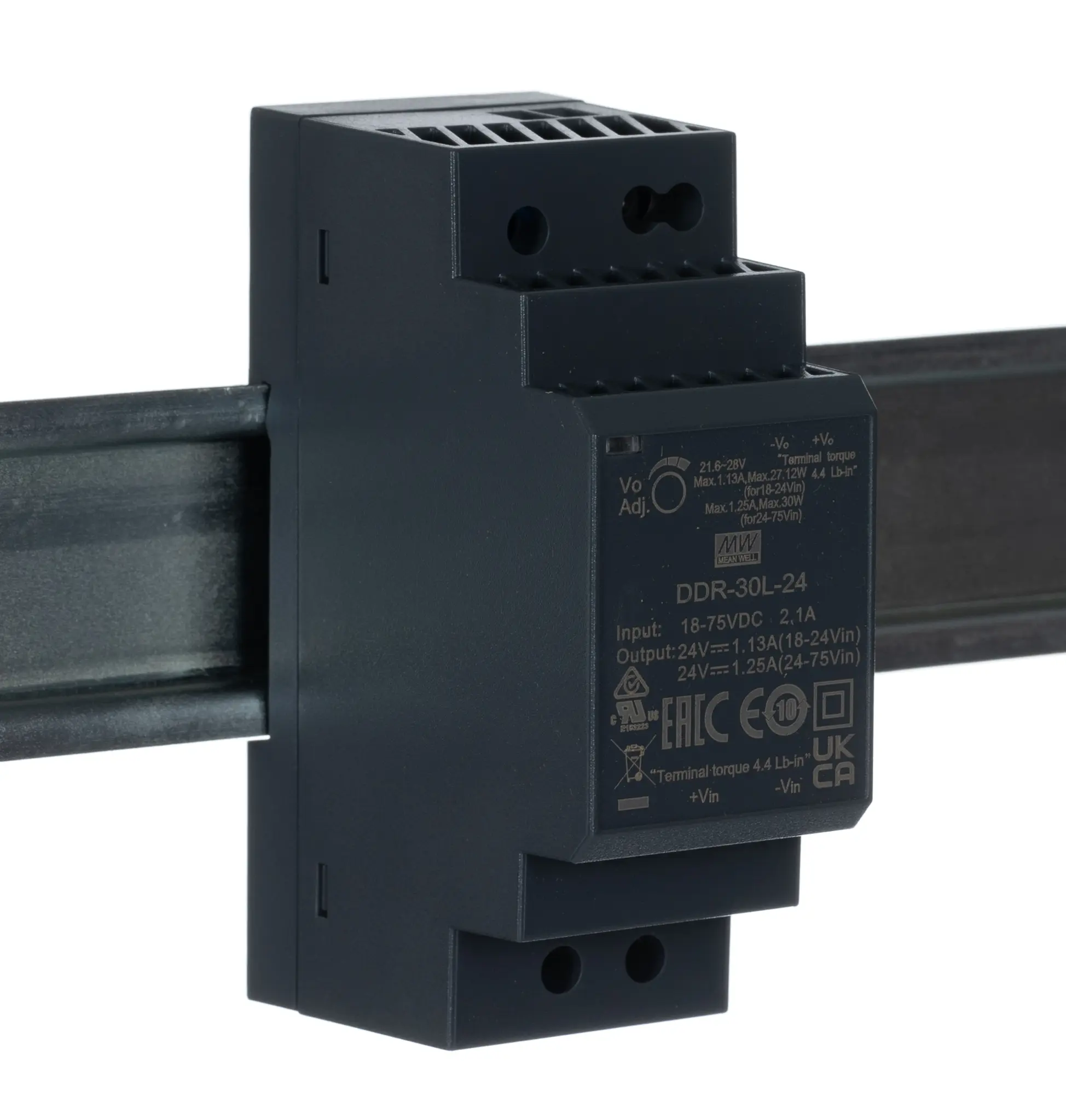 MEAN WELL DDR-30 DC/DC-Wandler 30W, 24V dc OUT / 1.25A DIN-Schienen-Montage