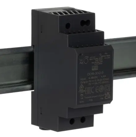 Produktfoto 1 von MEAN WELL DDR-30 DC/DC Konverter, 5V dc OUT 6 A DIN-Hutschiene 36V dc 40 °C 85 °C