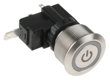 Produktfoto 1 von RS PRO Druckschalter Weiß Beleuchtet Rastend Panel Ø 25.2 mm, SPST / 26A 250 V ac, IP67