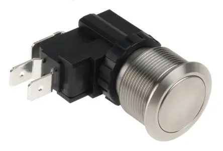 Produktfoto 1 von RS PRO MW22 Druckschalter Tastend Panel Ø 22.2 mm, 1-poliger Umschalter / 26A 250 V ac, IP67