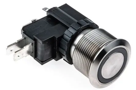 Produktfoto 1 von RS PRO MW22 Druckschalter Weiß Beleuchtet Rastend Panel Ø 22.2 mm, 1-poliger Umschalter / 26A 250 V ac, IP67