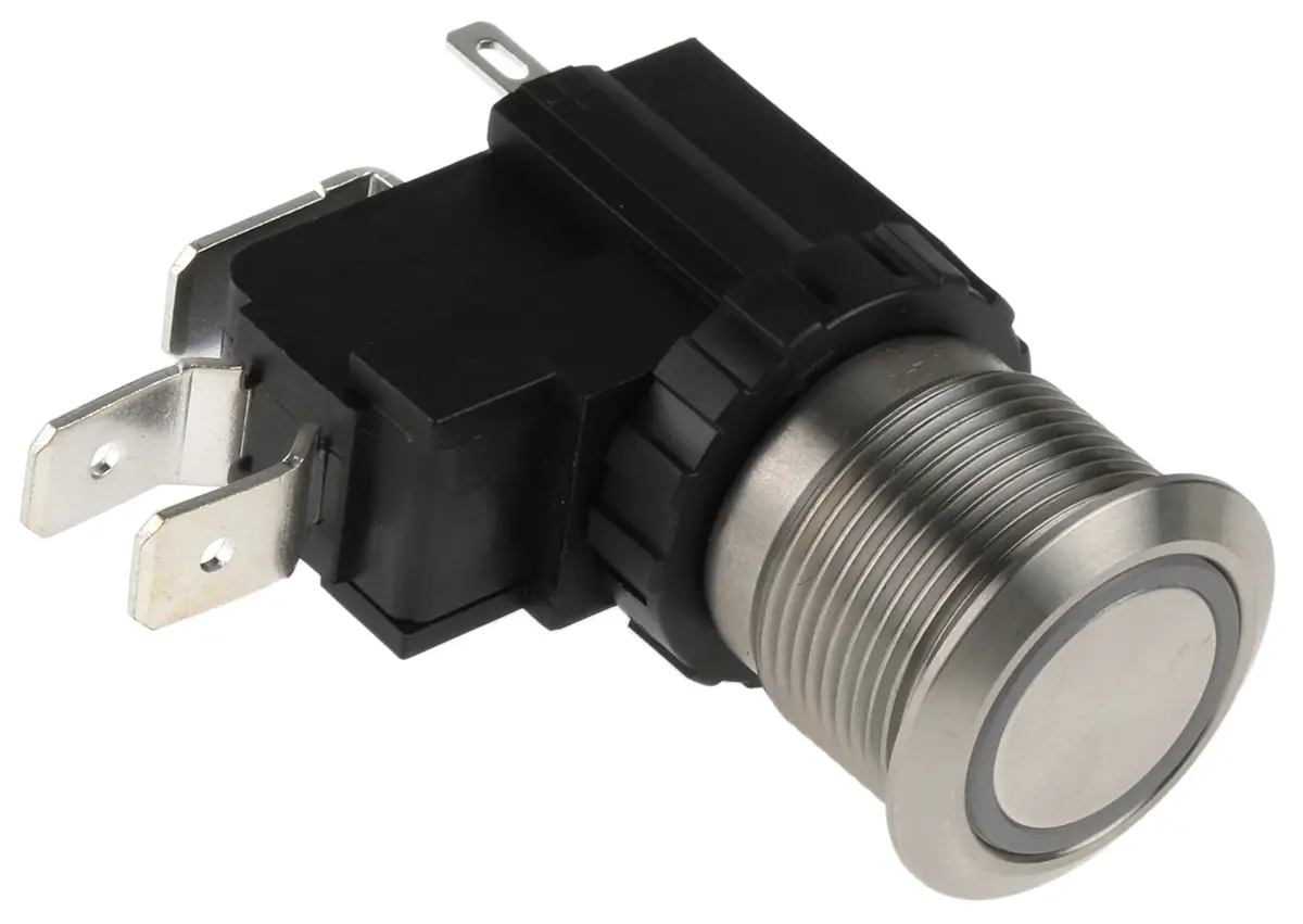 Produktfoto 1 von RS PRO Druckschalter Beleuchtet Panel Ø 19.1 mm, 1-poliger Umschalter Silber, IP40