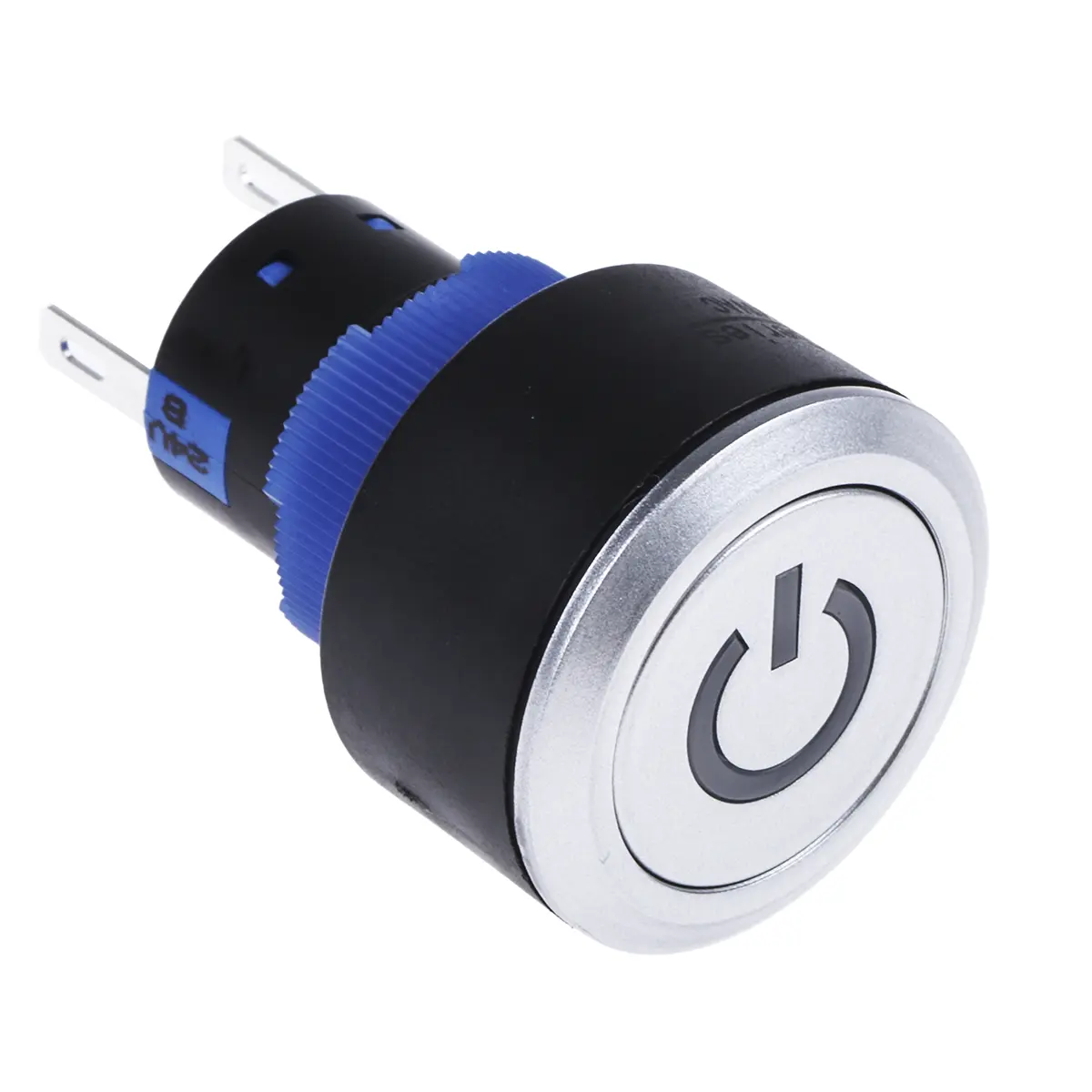 Produktfoto 1 von RS PRO KPB22 Druckschalter Blau Beleuchtet Tastend Panel Ø 22.2 mm, 1-poliger Umschalter / 5 A 36 V dc 250 V ac, IP65
