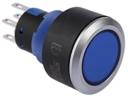 Produktfoto 1 von RS PRO KPB22 Druckschalter Blau Beleuchtet Tastend Panel Ø 22.2 mm, 2-poliger Umschalter / 5A 36 V dc 250 V ac, IP65