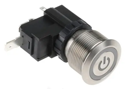 Produktfoto 1 von RS PRO Druckschalter Weiß Beleuchtet Rastend Panel Ø 22.2 mm, SPST / 26A 250 V ac, IP67