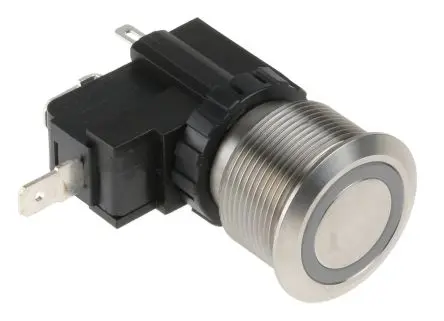 RS PRO Druckschalter Weiß Beleuchtet Rastend Panel Ø 22.2 mm, SPST / 26A 250 V ac, IP67