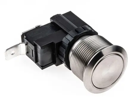 Produktfoto 1 von RS PRO MW22 Druckschalter Rastend Panel Ø 22.2 mm, SPST / 26A 250 V ac, IP67