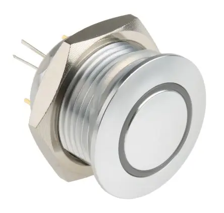 Produktfoto 1 von RS PRO MPB16 Druckschalter Blau, Grün, Rot Beleuchtet Tastend Panel Ø 16 mm, SPST / 2A 36 V dc, IP67