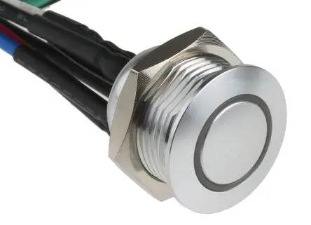 Produktfoto 1 von RS PRO MPB16 Druckschalter Blau, Grün, Rot Beleuchtet Tastend Panel Ø 16 mm, SPST / 2A 36 V dc, IP67