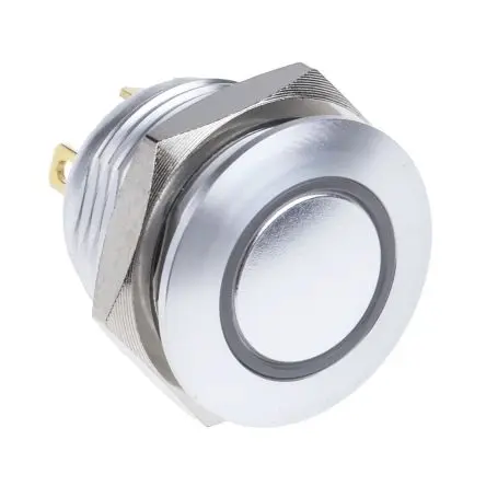 Produktfoto 1 von RS PRO MPB16 Druckschalter Blau Beleuchtet Tastend Panel Ø 16 mm, SPST / 2A 36 V dc, IP67