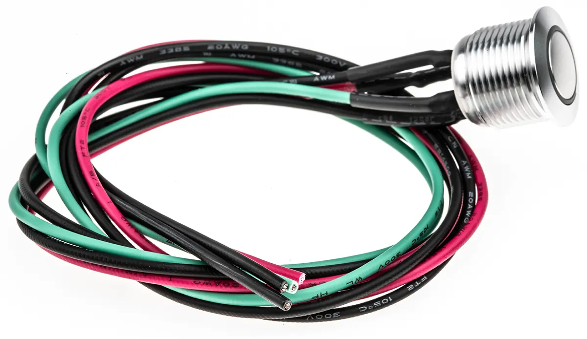 Produktfoto 1 von RS PRO MPB16 Druckschalter Grün Beleuchtet Tastend Panel Ø 16 mm, SPST / 2 A 36 V dc, IP40