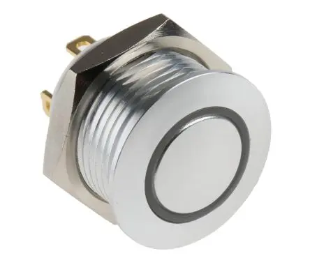 Produktfoto 1 von RS PRO MPB16 Druckschalter Grün Beleuchtet Tastend Panel Ø 16 mm, SPST / 2A 36 V dc, IP67