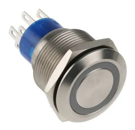 Produktfoto 1 von RS PRO MPB22 Druckschalter Rot Beleuchtet Tastend Panel Ø 22.2 mm, 2-poliger Umschalter / 5A 12 V dc 250 V ac, IP67