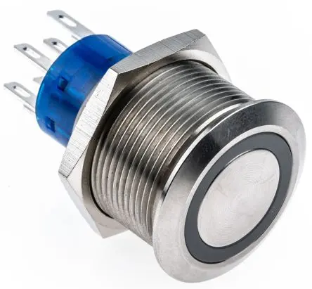 Produktfoto 1 von RS PRO MPB22 Druckschalter Weiß Beleuchtet Tastend Panel Ø 22.2 mm, 2-poliger Umschalter / 5A 12 V dc 250 V ac, IP67