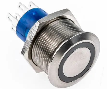 Produktfoto 1 von RS PRO MPB22 Druckschalter Rot Beleuchtet Tastend Panel Ø 22.2 mm, 2-poliger Umschalter / 5A 12 V dc 250 V ac, IP67