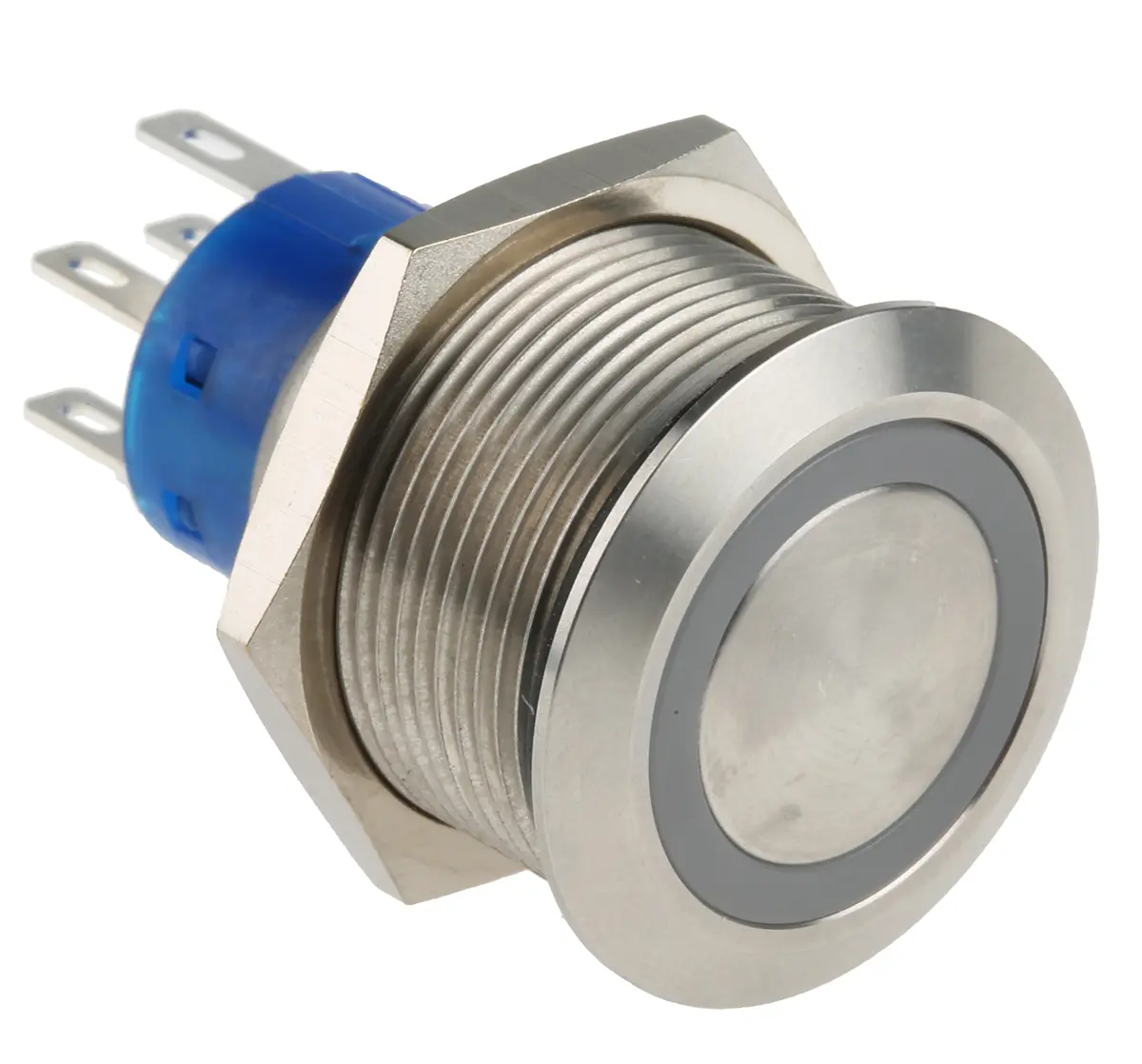 Produktfoto 1 von RS PRO MPB22 Druckschalter Blau Beleuchtet Tastend Panel Ø 22.2 mm, 2-poliger Umschalter / 5 A 12 V dc 250 V ac, IP40
