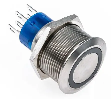 Produktfoto 1 von RS PRO MPB22 Druckschalter Grün Beleuchtet Tastend Panel Ø 22.2 mm, 2-poliger Umschalter / 5A 12 V dc 250 V ac, IP67