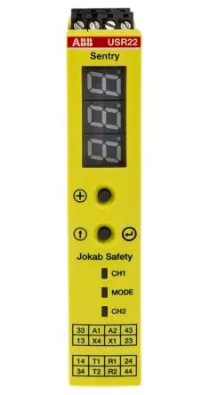 Produktfoto 1 von ABB Jokab USR22 Sicherheitsrelais 24V dc, 4 Sicherheitskontakte, 4 Hilfsschalter, Mehrfach-Reset-Funktion RoHS SIL IEC