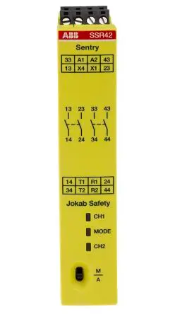 Produktfoto 1 von ABB Jokab SSR42 Sicherheitsrelais 24V dc, 4 Sicherheitskontakte, Mehrfach-Reset-Funktion SSR42 SIL IEC 61508