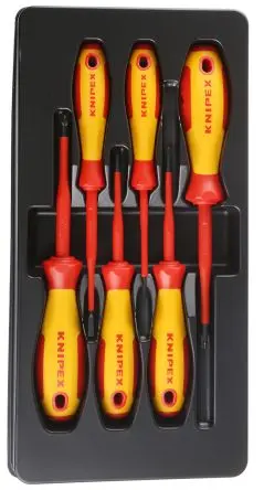 Produktfoto 1 von Knipex Isolierter Schraubendrehersatz, 6-teilig PlusMinus Kreuzschlitz, PlusMinus Pozidriv, Slotted
