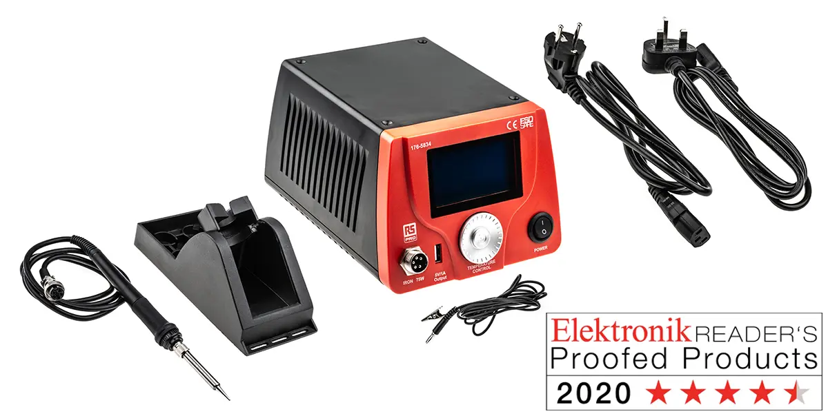 Produktfoto 1 von RS PRO Lötstation, Eurostecker, UK Löten 75W / 220 → 240V bis 500°C LCD