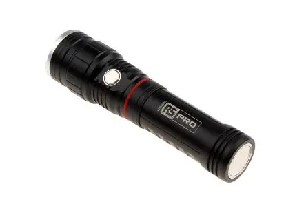 Produktfoto 1 von RS PRO Wiederaufladbar Taschenlampe LED Schwarz, 550 lm / RSPRO-F5R, 175 mm