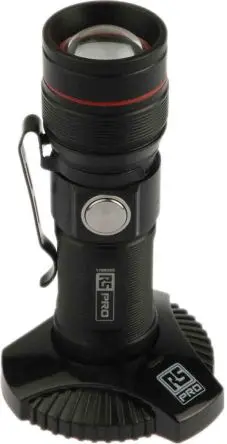 Produktfoto 1 von RS PRO Wiederaufladbar Taschenlampe LED Schwarz, 300 lm / RSPRO-F9R, 93 mm