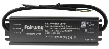 Produktfoto 1 von RS PRO LED-Treiber, 200 W 200V ac, 277 V ac LED-Treiber 8.33A, Ausgang 24V