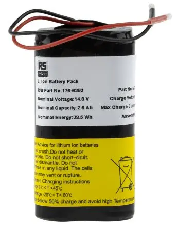 Produktfoto 1 von RS PRO Li-Ion Akkupack, 4-Zellen 14.4 V / 2.6 Ah