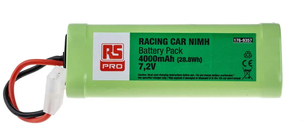 Produktfoto 1 von RS PRO NiMH Akkupack, 1-Zellen 7.2V / 4Ah, Draht-Anschluss