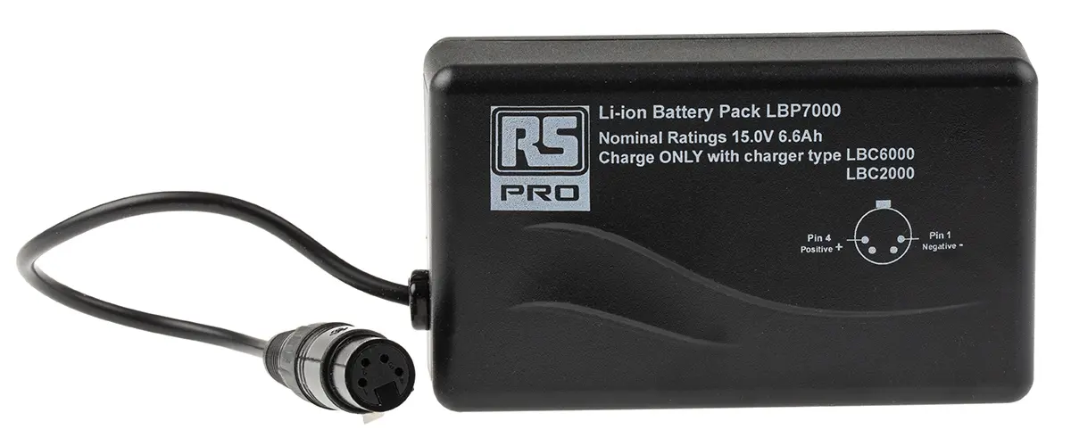 Produktfoto 1 von RS PRO Li-Ion Akkupack, 12-Zellen 15V / 6.6Ah, XLR4-Anschluss