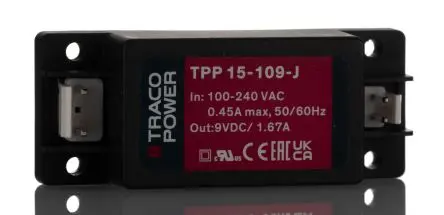Produktfoto 1 von TRACOPOWER TPP 15 Schaltnetzteil 1 9V dc 15 W, Fahrgestell 264V ac