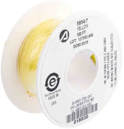 Produktfoto 1 von Alpha Wire Hookup Wire TEFLON Schaltdraht, 24 AWG 30 m Gelb Ø 1.12 mm 7 Litzen Polytetrafluorethylen