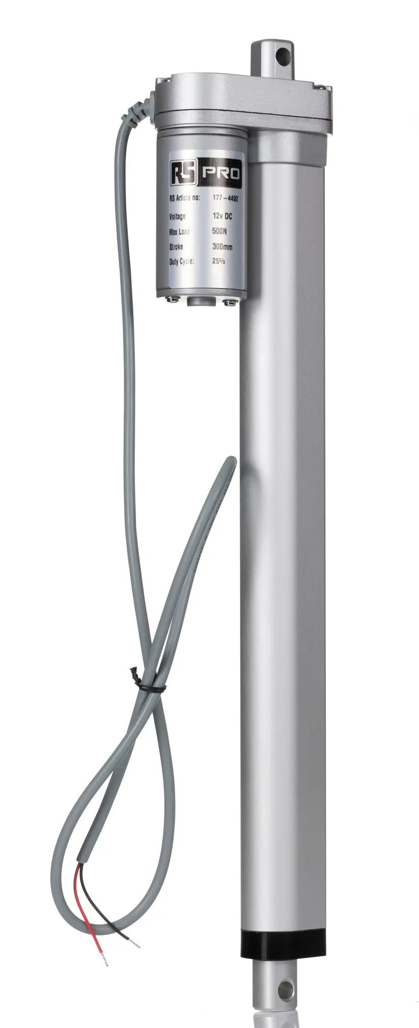 Produktfoto 1 von RS PRO Elektrischer Linearantrieb 12V dc 300mm Hub, 14.6mm/s, 500N Last. 500N max. Kraft, IP54