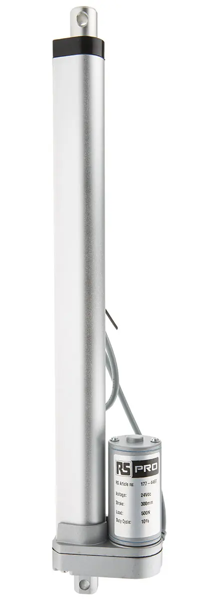 Produktfoto 1 von RS PRO Elektrischer Linearantrieb 24V dc 300mm Hub, 14.6mm/s, 500N Last. 500N max. Kraft, IP54