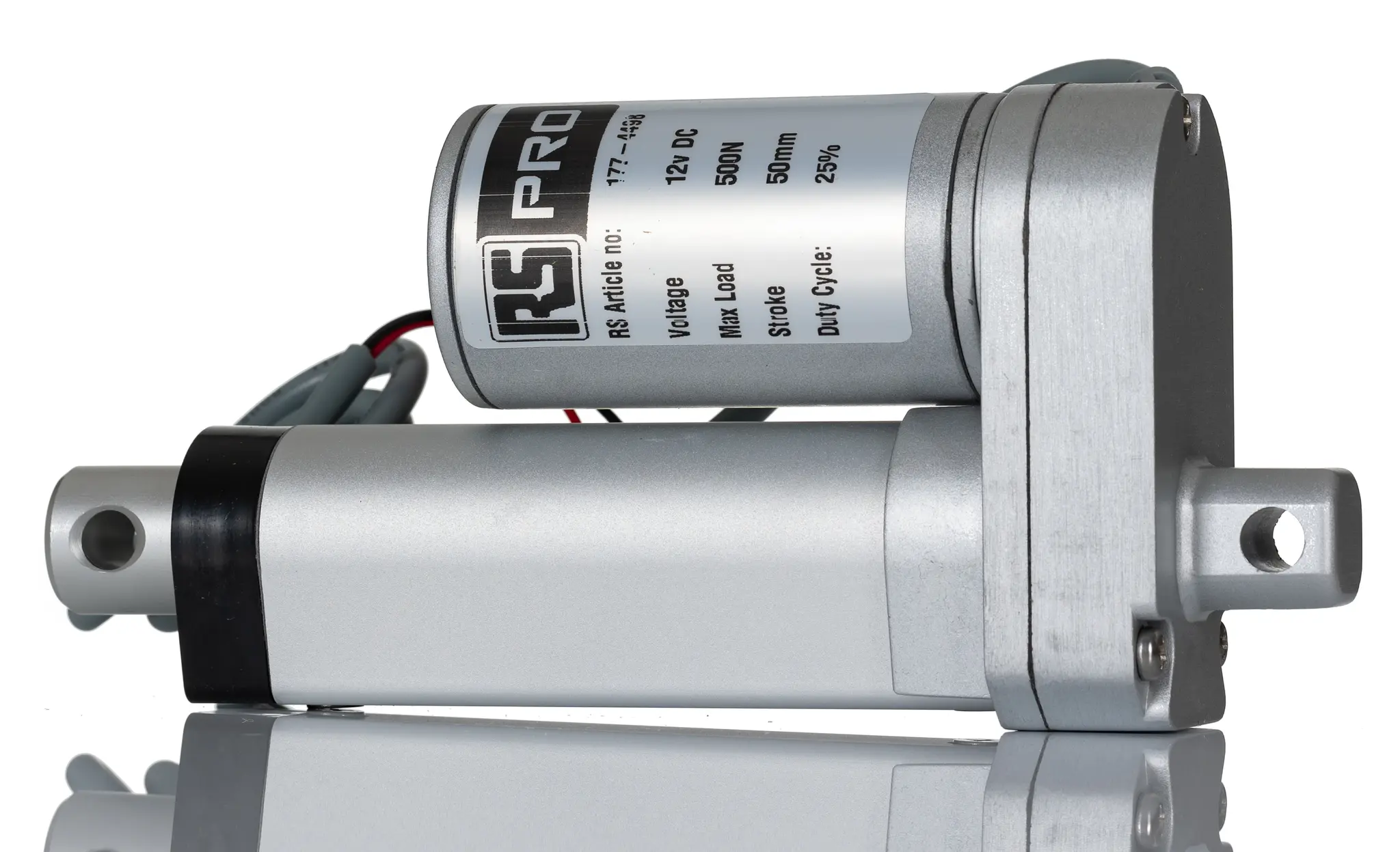 Produktfoto 1 von RS PRO Elektrischer Linearantrieb 12V dc 50mm Hub, 14.6mm/s, 500N Last. 500N max. Kraft, IP54