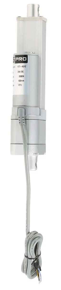 Produktfoto 1 von RS PRO Elektrischer Linearantrieb 24V dc 100mm Hub, 7.6mm/s, 2000N Last, IP54