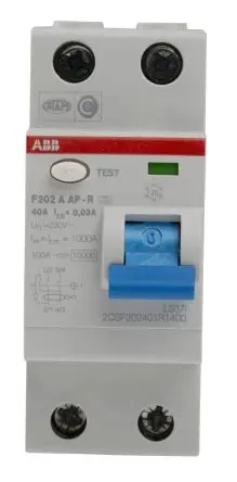 Produktfoto 1 von ABB F200 FI-Schutzschalter, 2-polig, 40A, 30 mA Typ A F200 RoHS, CE, IEC EN 61008