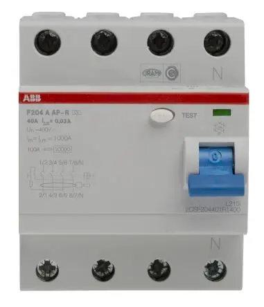Produktfoto 1 von ABB F200 FI-Schutzschalter, 4-polig, 40A, 30 mA Typ A F200 CE, IEC EN 61008, RoHS