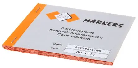 Produktfoto 1 von SES Sterling Kabelmarkierungsbuch, Beschriftung: U, 1 bis 33, T, V, W, A, C, B, S, R, Weiß 80N/cm, 38 mm x 5mm