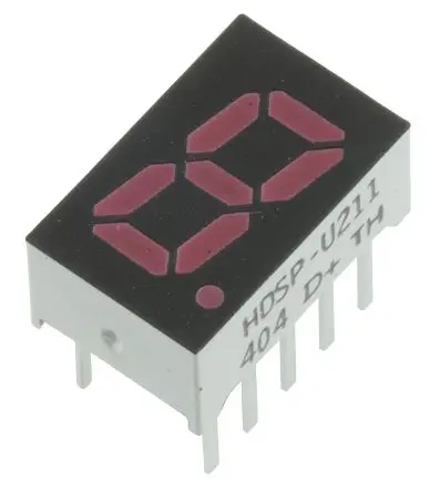 Produktfoto 1 von Broadcom LED-Anzeige 7 Segmente 1 Zeichen Anode, Rot 626nm 5.4mcd Zeichenbreite 4 mm Rechts Zeichenhöhe 8 mm