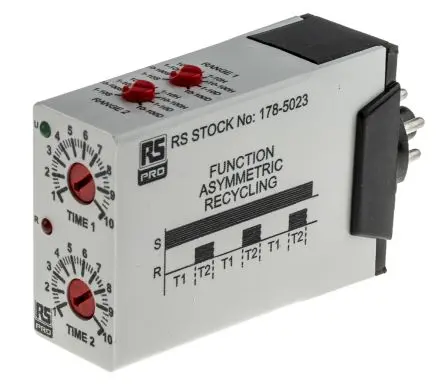 Produktfoto 1 von RS PRO UNI Zeitrelais 12 to 250 V dc 12V ac, 240 V ac, 0.1 s to 10 Days, 8 Kont. 1, 2-poliger Umschalter