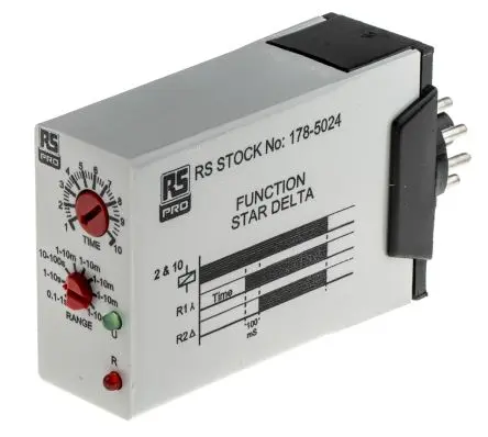 Produktfoto 1 von RS PRO RS PRO Zeitrelais 12 to 250 V dc 12V ac, 240 V ac, 0.1 s to 10 min, 11 Kont. 1, 2x 1-poliger Umschalter